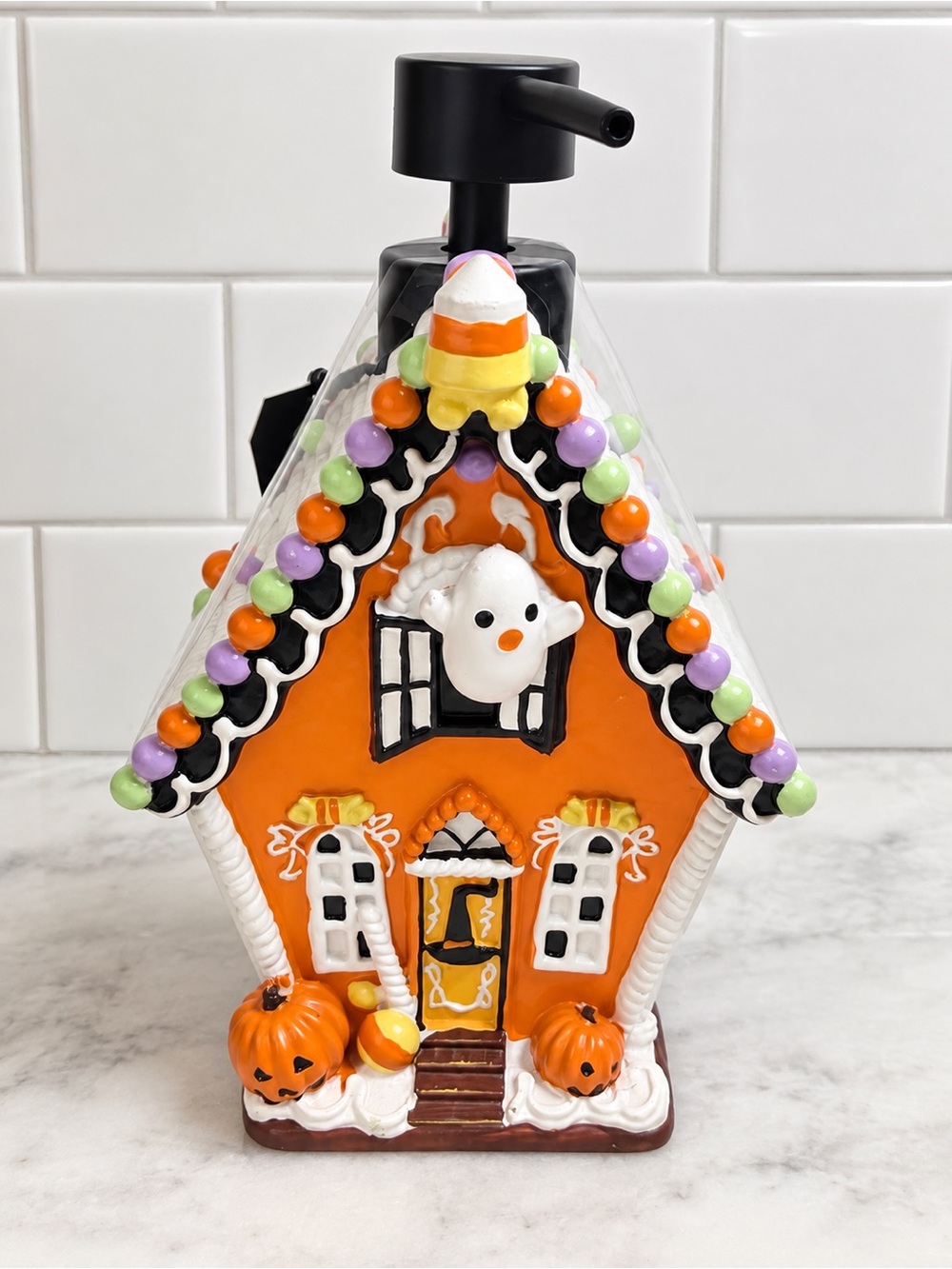 Halloween Gingerbread Ghost Pumpkin Spooky Candy Village Soap Dispenser NWT